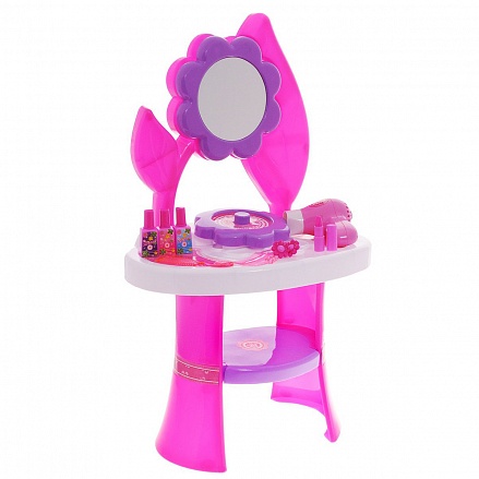 Игровой набор - Туалетный столик с большим цветком, 10 предметов в наборе, фен дует 